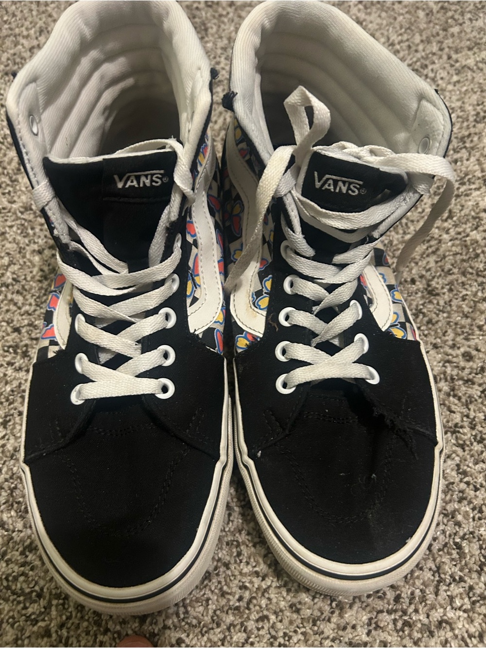 Vans Black High-Top Sneakers with Multicolor Floral Panels women